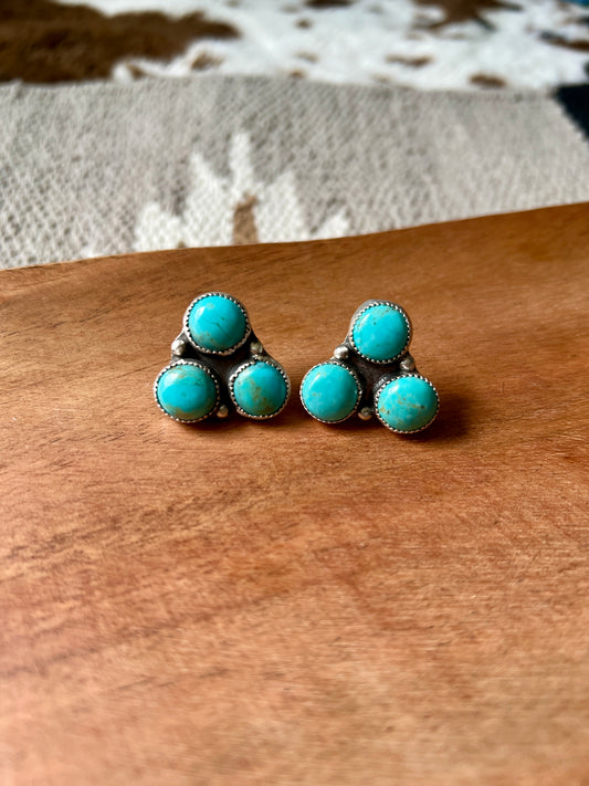 Kingman Blue Stud Cluster Earrings